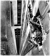 Hole where plane hit Empire State Building 1945